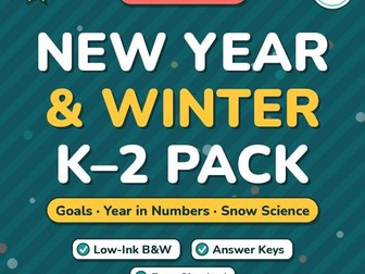 New Year 2027 Activities K-2 | Goal Writing, Winter Math & Snow Science