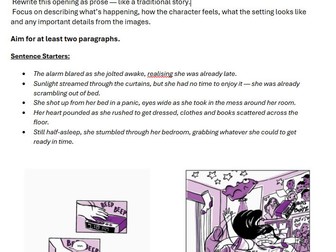 Graphic Novel Writing Tasks | KS3 English Cover Work Booklet