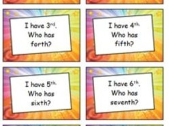 Ordinal Number Game - 'I Have... Who Has..?'- A Classic Ordinal Numbers Game