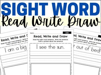 Preprimer Sight Word Read Write and Draw Fluency Activities