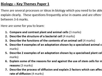 AQA Combined Science Biology Paper 1 Sample Questions and Model Answers
