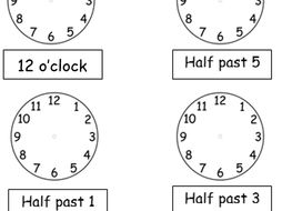 oclock and half past drawing hands on clocks 2 worksheets