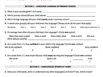 MFL KS2-KS3 Transition Questionnaire, Tracker, Mail Merge and Learner Profile