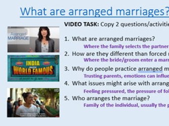 Arranged marriage and remarriage: RS GCSE