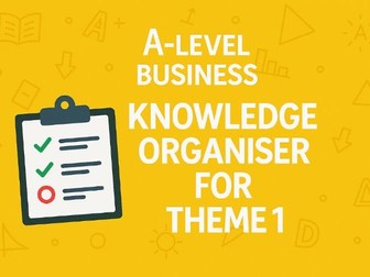 Edexcel A-level Business Theme 1 knowledge organiser/assessment for learning sheet