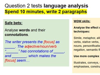 Sentence Starters / Tips for AQA Language Paper 1