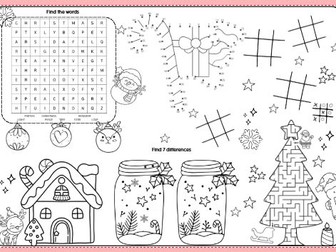 Table mat Christmas activity sheets