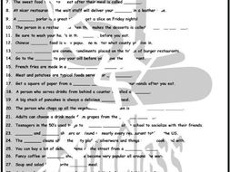 Restaurants and Fast Food 1 Page BW Worksheet