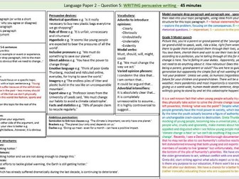 AQA English Language paper 2 question 5 - persuasive planning and writing mat for students