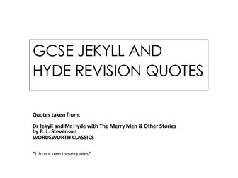 GCSE English Dr Jekyll and Mr Hyde Quote Bank