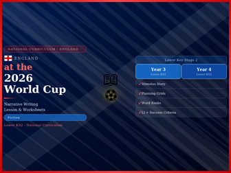 England at the 2026 World Cup | Narrative Writing Lesson and Worksheets | Lower KS2 | Year 3 and 4