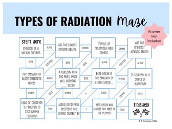 Types of Radiation Maze Worksheet