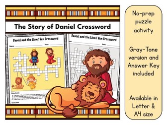 Daniel and the Lions' Den Crossword Puzzle Printable