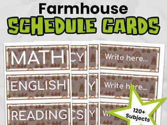 Farmhouse Editable Classroom Timetable Cards with Clocks | Primary Visual Timetable: Neutral Colors