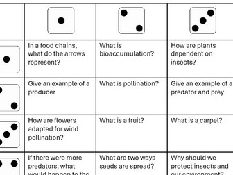 Ecosystems Dice Game and revision clock