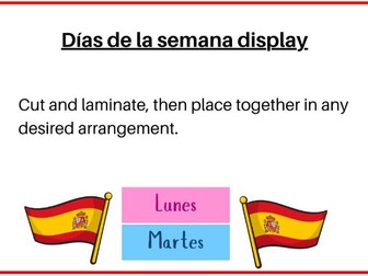 Días de la semana / Days of the week Spanish Display