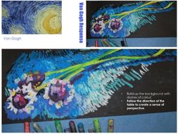 Van Gogh Artist research and response - observational flower study with oil pastel.