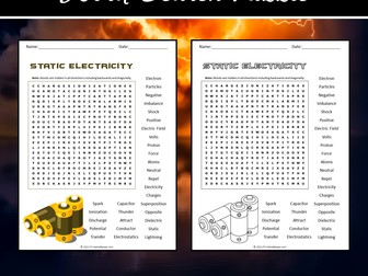 Static Electricity Word Search Puzzle