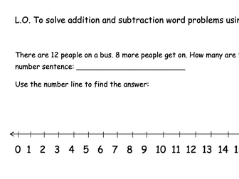 Addition and Subtraction Word Problems using a Number Line (Differentiated)