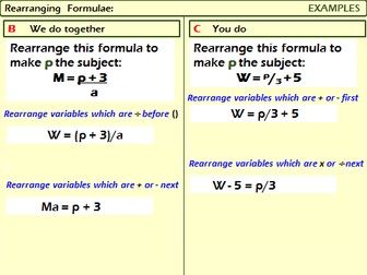Rearranging Formulae