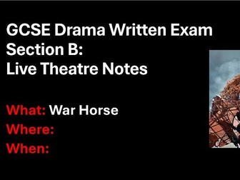 Drama GCSE Live Theatre Evaluation War Horse