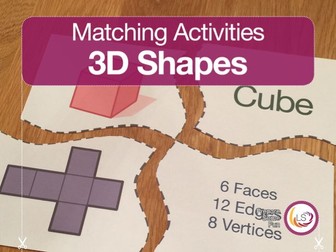 3D Shapes Puzzle with Nets and Properties | Matching Activity