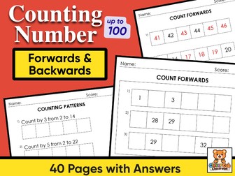 Counting Forwards and Backwards Worksheets | Number Patterns Up to 100