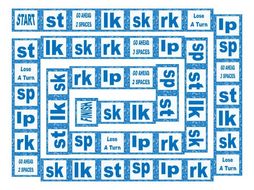 Phonics Final Consonant Clusters st-lk-sk-rk-lp-sp Text Board Game