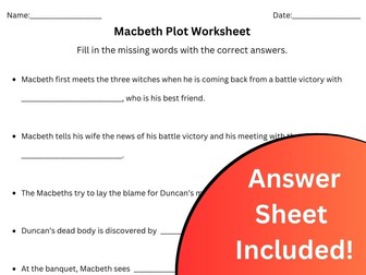 Macbeth Plot Summary Worksheet