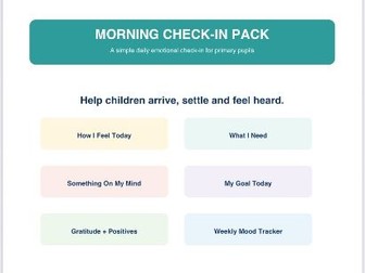 Morning Check in Pack - SEMH/behaviour