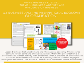 IGCSE Business Edexcel Theme 1 - 1.5 Business and the international economy (Globalisation)