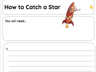 How to Catch a Star, Oliver Jeffers lesson - instructions - Year 1 / KS1