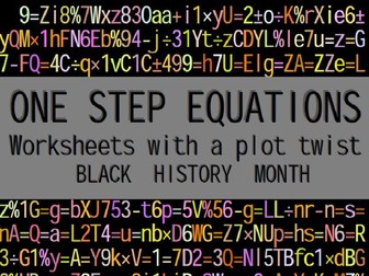 ONE STEP EQUATIONS - BLACK HISTORY MONTH