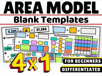 Multiplication Area Model Template Blank Box method Anchor Chart 4 digit 1 digit Creative writing