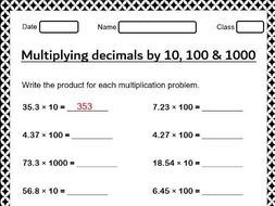 decimal multiplication worksheet for grade 5 teaching resources