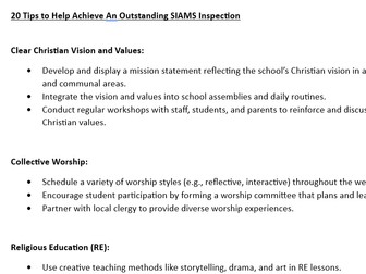 NEW for 2024 - 60 Tips to help achieve an outstanding SIAMS (Church of England School) Inspection