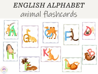 English Alphabet Flashcards | Animal Themed