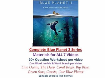 COMPLETE Blue Planet II Video Series Worksheet Wordsearch Jumble Blue Planet 2