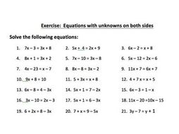 Solving Equations Worksheets | Teaching Resources