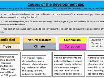 Causes of the development gap worksheet