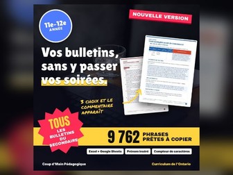 French Report Card Comment Generator Ontario Gr. 11-12 | Commentaires bulletin