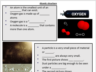 Year 9 Atomic Structure Worksheet - Low Ability Students.