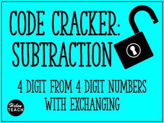 Subtraction Code Cracker Worksheet | 4 Digit from 4 Digit | With Exchanging
