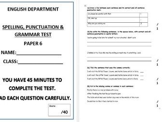 Spelling, punctuation and grammar test - Paper 6