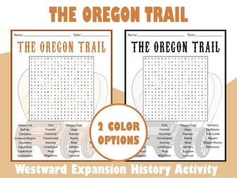 The Oregon Trail Word Search Puzzle | Westward Expansion History Activity
