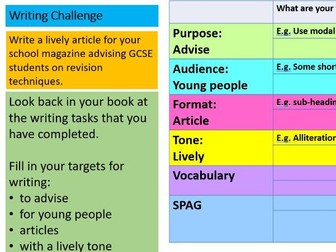 GCSE English; writing to advise, a lively article
