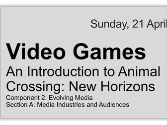 OCR Media Studies Video Games (Animal Crossing New Horizons)