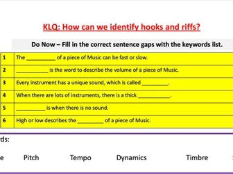 Year 8 Music - Hooks and Riffs - PPT Lessons Unit of Work