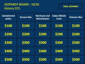 IGCSE Cold War Jeopardy revision game