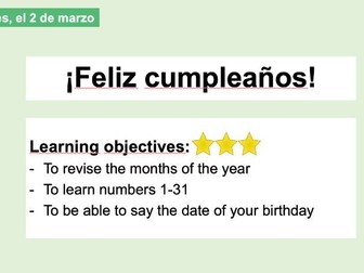 Year 7 VIVA PPT Spanish Birthdays + Months